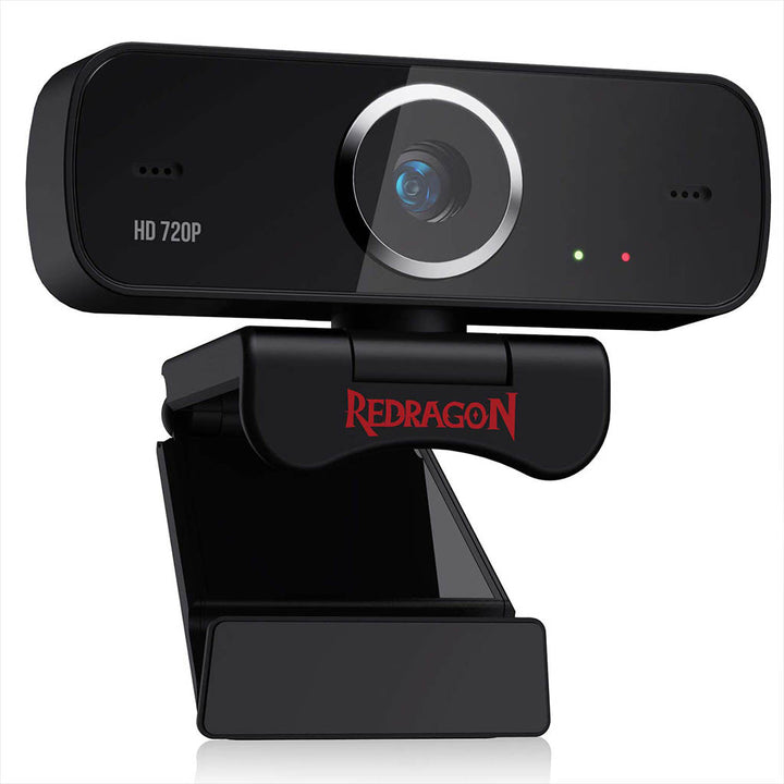 Redragon GW600 black HD 720p webcam with a prominent Redragon logo.