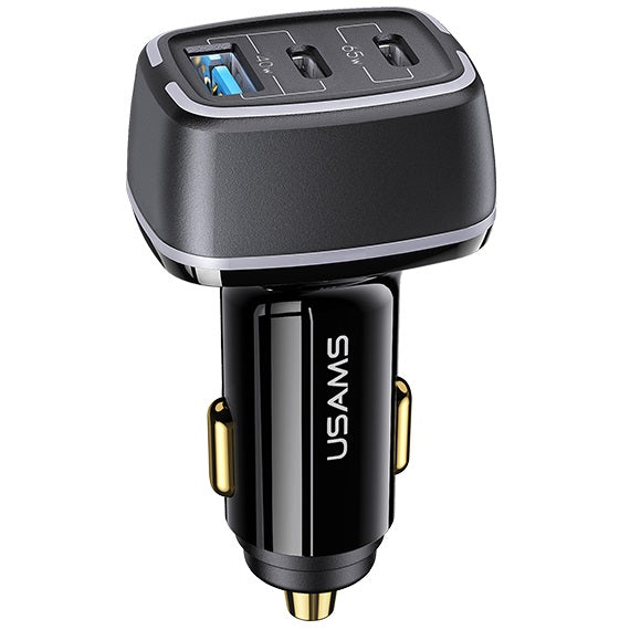 USAMS US-CC141 C24 105W 3 Ports Fast Car 2C+1A Charger (CC141TC01 Black)