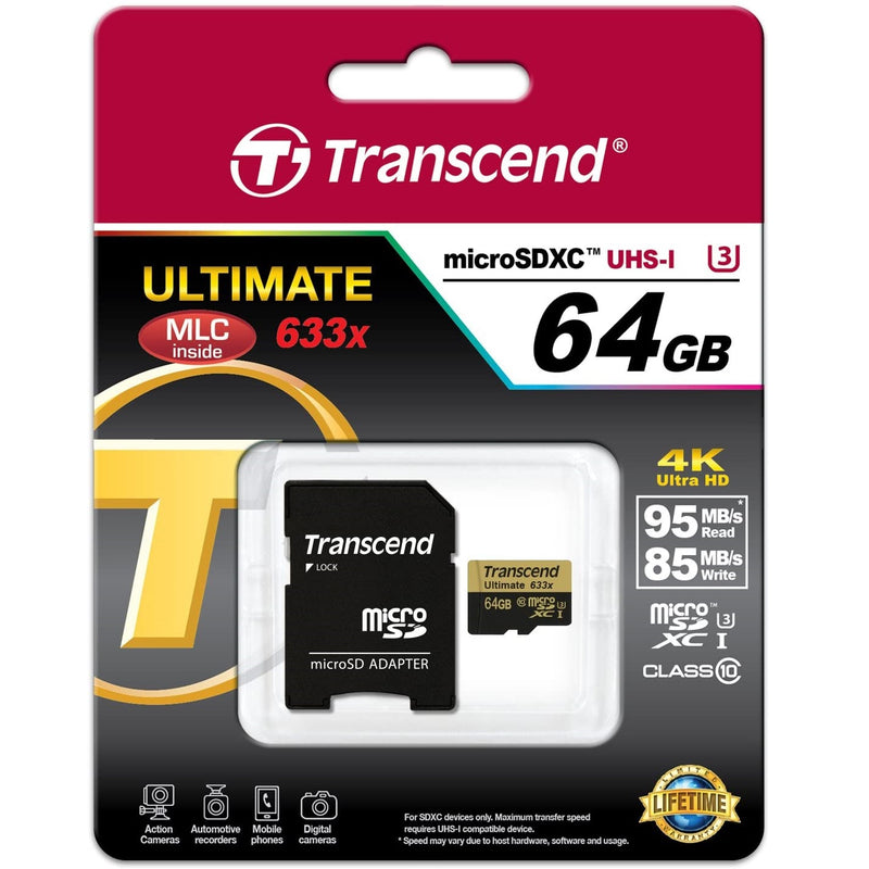 Transcend 64 GB MicroSDXC Memory Card 95 Mb/s TS64GUSDU3