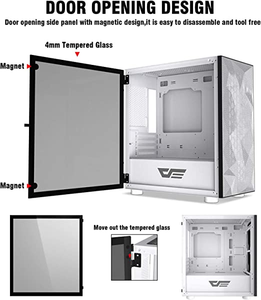 DarkFlash DLM21 MESH Micro ATX Mini ITX Tower PC Casing (White)