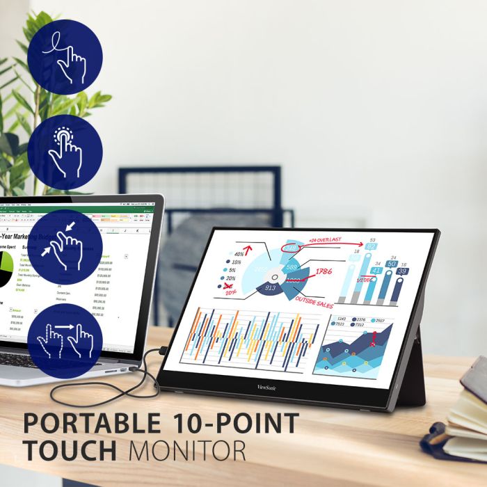 ViewSonic TD1655 15.6 Portable 1080p IPS Touch Computer Monitor