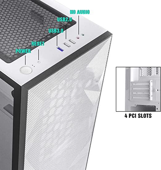 DarkFlash DLM21 MESH Micro ATX Mini ITX Tower PC Casing (White)