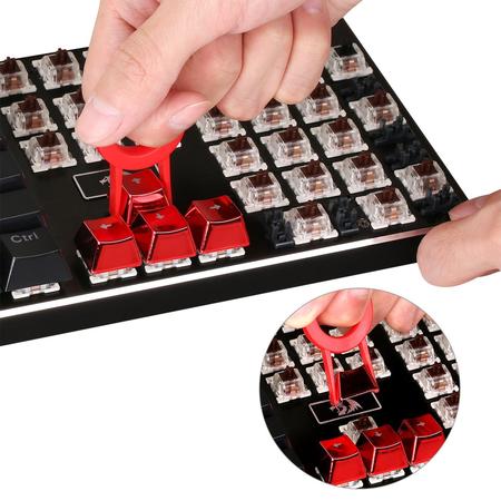 Redragon A103R Keycaps For Mechanical Switch Keyboards With Key Puller (Electroplated Red)