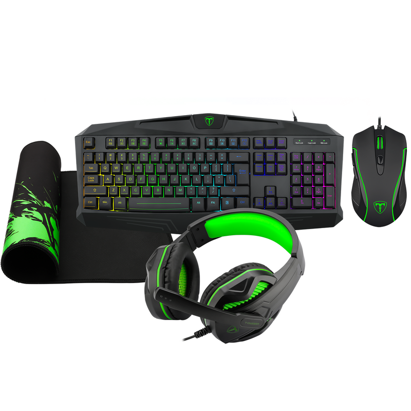 T-DAGGER T-TGS003 Mouse Keyboard Mouse Pad Headset 4 IN 1 Gaming Combo Set