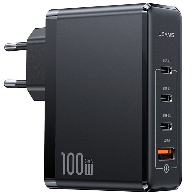 USAMS US-CC163 T50 100W 4 Ports ACCC GaN Fast Charger (EU) (CC163TC01 Black)