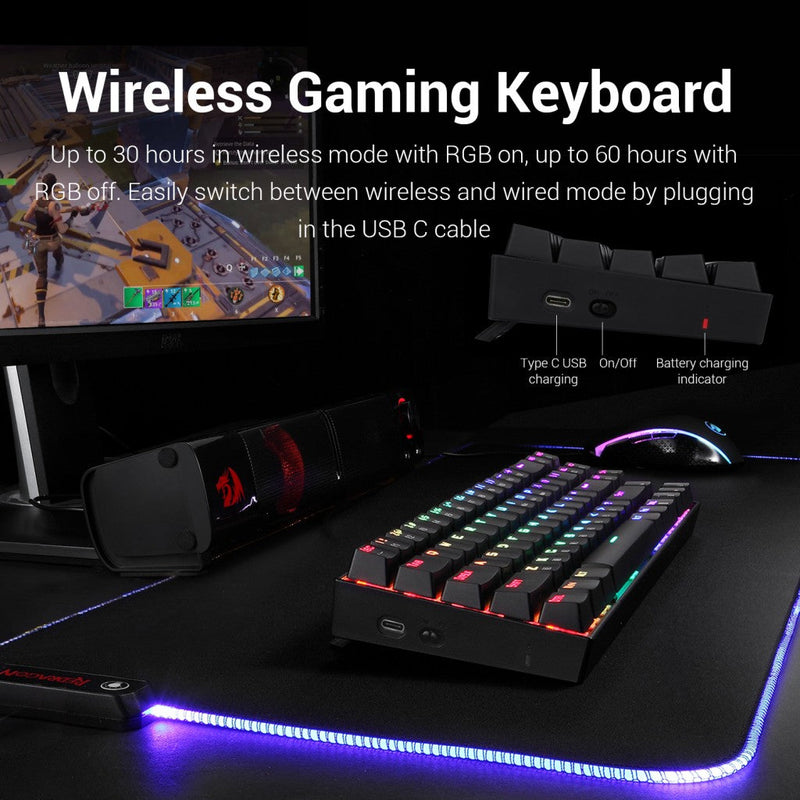 Redragon K599 KRS Deimos Wireless Backlit RGB Mechanical Gaming Keyboard